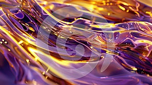 Texture of golden and purple wave metallic background