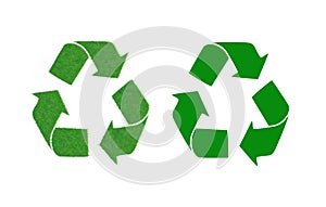 Texture grass. Icon different green signs of recycling. Symbol of recycle, friendly relations to environment.