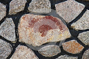 Texture of gray granite masonry