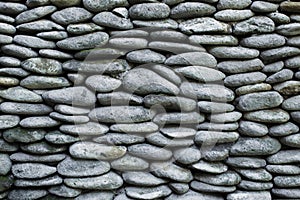 Texture of gray pebble stone wall background