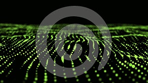 Texture of green color halftone dots. Futuristic abstract background. Particle pattern. 3D rendering