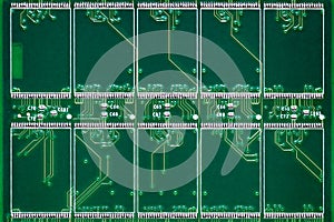 Texture of the green printed circuit board