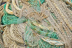 Texture Of Green And White Fishnets