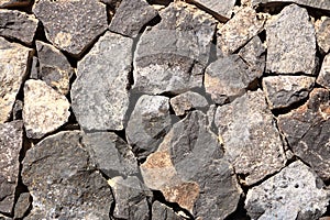 Texture of a grey granite stone wall for background