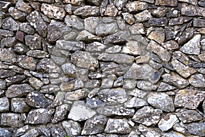 Texture of a grey granite stone wall for background