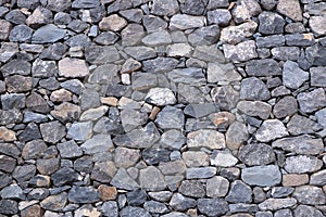 Texture of a grey granite stone wall for background