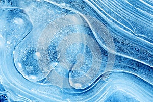 Texture of ice on the frozen lake.