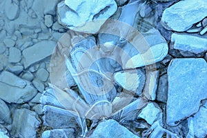 Texture of the ice on the river, background