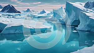 Texture of icebergs surface in cenital view