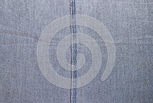 Texture of the inner side of a gray denim fabric with the overstitch