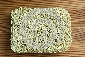 Texture of instant noodles close up