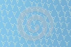Texture with Intersex and transgender symbol on blue.