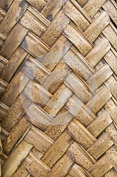 Texture of interweaving brown palm leaves