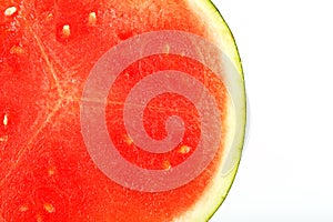 The texture of the juicy pulp of red watermelon close-up, full screen as a background