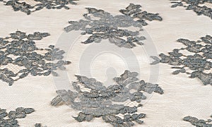Texture lace fabric. lace on white background studio