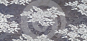 Texture lace fabric. lace on white background studio
