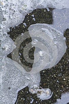 Texture of laundry bubble water on the ground surface