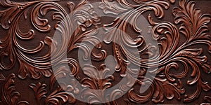 texture of leather with embossed floral patterns