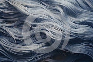 texture of long hair in blue tones, generated in AI