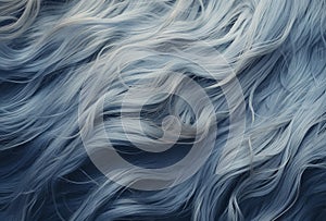 texture of long hair in blue tones, generated in AI