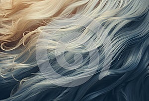 texture of long hair in blue tones, generated in AI