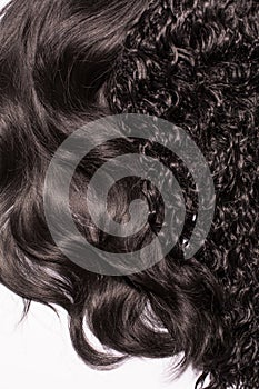 Texture of the long healthy Hair wavy dark Brown