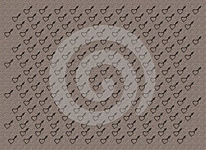 Texture with man symbol in heart shape, stone brown fantasy, isolated.