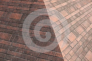 Texture map of red geometric cement stone floor tile wall material