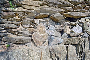 The texture of the masonry wall of natural stone. Detail of a stone wall with different size of rocks