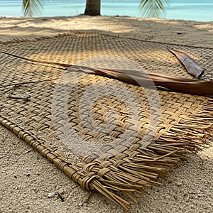 Texture of the mat features a detailed interlaced pattern and its