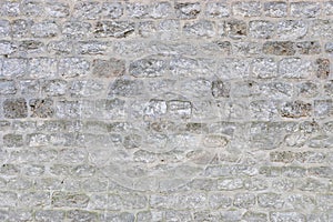 Medieval brick wall as background . texture .