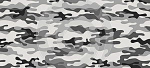 Texture military camouflage repeats seamless army gray black white hunting. Print Textile Design Vector photo
