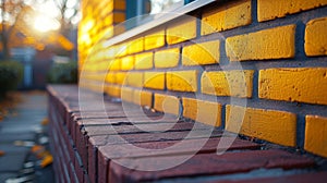Texture of modern brick featuring smoother surface and uniform coloring reflecting advancements in brickmaking photo