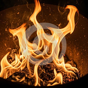 The texture and movement of the fire, accentuating the swirling and