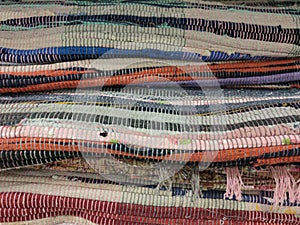 Texture of  multicolored homespun rugs