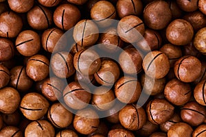 Texture of nuts macadam closeup