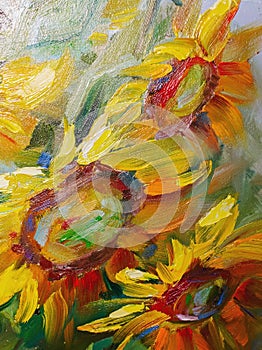 Texture oil painting, flowers, art, painted color image, paint,