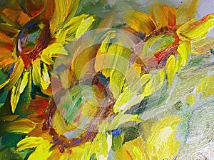 Texture of oil paintings, flowers, painting fragment of painted