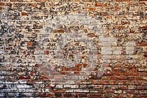 Texture of old ancient brick wall, red brown background