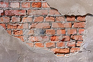 Brick texture with scratches and cracks. Old brick wall pattern