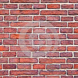 Texture of the old brick wall close-up , filled square background