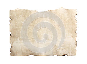 Texture old brown grunge paper with burned edges patterns isolated on white background with clipping path