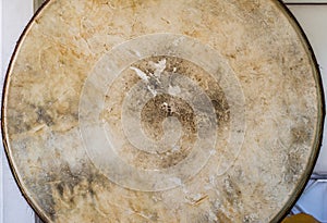 Texture of old Thai traditional leather drumhead photo