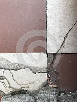 The texture of the old ceramic tiles.