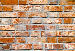 Texture of an old damaged brick wall