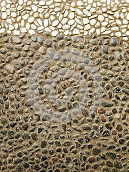 The texture of an old gravel road with stones