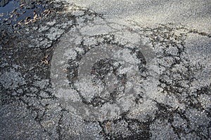 Texture of old gray cracked asphalt.