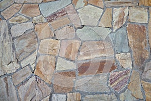 Texture of old irregular shaped tiles made of stones of different sizes
