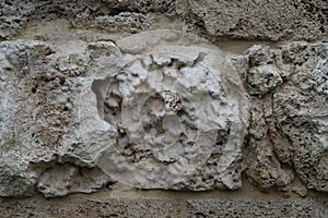 Texture of old limestone stone.