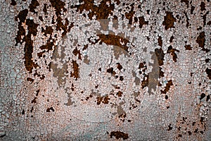 Texture of old painted wall with rust and cracks